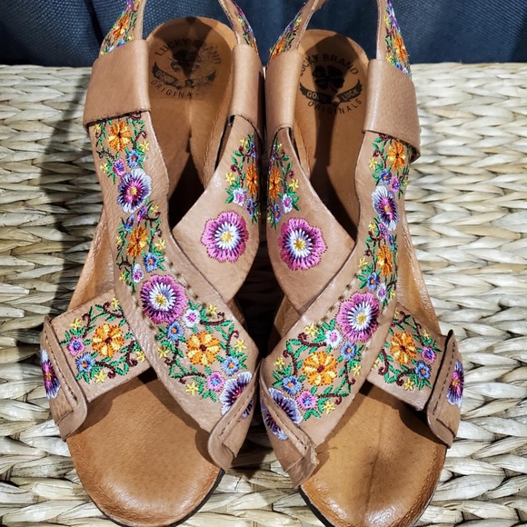 Lucky Brand Tan Leather Wedges - Size 7.5 - Picture 1 of 5